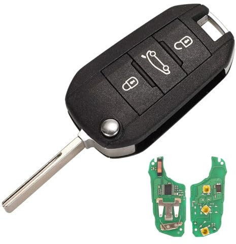 Heart Horse Peugeot - Carcasa de llave con mando a distancia de 3 botones AVCE 434 MHz 4 A Puce, completa llave HU83 hoja para Peugeot 208 2008 3008 508 5008 Citroen C3 C4 Berlingo - Carcasa de llave