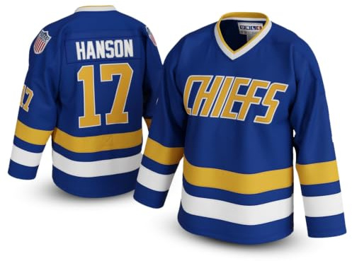 Steve Hanson #17 Charlestown Chiefs Hockeytrikot – Slap Shot-inspirierter Throwback, genähte Buchstaben, Größen S-5XL