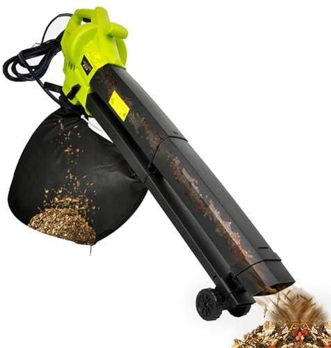 Souffleur et aspirateur broyeur de feuilles de jardin 3000 W, souffleur 3 en 1 avec sac de ramassage de 40 L, rapport de broyage 16:1, puissant collecteur de feuilles pour l'entretien de la pelouse,