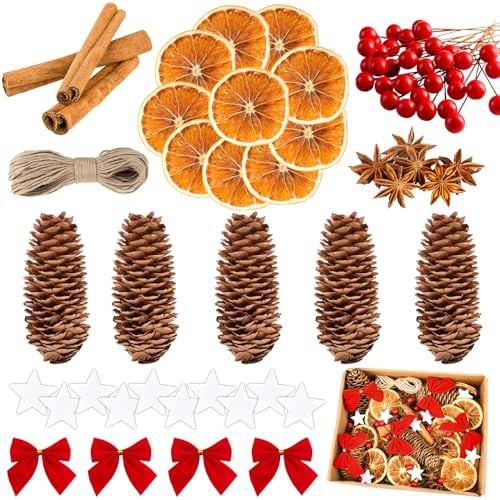 119 Stück Weihnachtsdeko Adventskranz Deko Set, Natur Bastel Adventskranz, Deko Weihnachten, Weihnachtsdeko, Weihnachten Bastelset Kreative, Weihnachtspotpourri Bastel für DIY-Kranz Advent Tischdeko