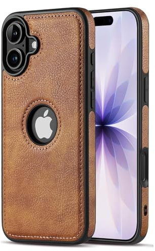 AIOVETEAB Hülle für iPhone 17 Premium PU Leder Anti-Rutsch Anti-Kratzer Stoßfest Vollständige Schutzhülle Handyhüllen Case Cover,Braun