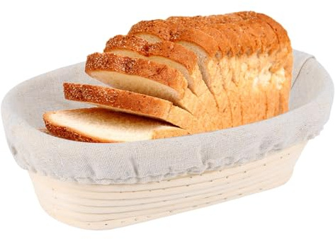 2 Stück Gärkorb Zum Brotbacken, 25x15x8,5cm Gärkorb Oval, Brot Gärkörbchen Aus Peddigrohr Zum Brot Backen, Brotkörbchen