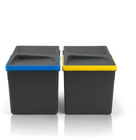 WUITOKI Contenedores de reciclaje, 2x12l, papelera de cajón, antracita, ahorradora de espacio para interior, cestos de cocina, 31x22x22(H) cm