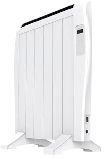 Radiateur émetteur thermique EVVO C6 blanc, 900 W, jusqu'à 12 m², installation au sol ou mur, Google Home, 6 éléments, verrouillage enfant, Wi-Fi, télécommande, minuteur, écran LCD