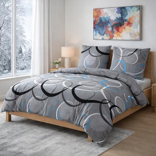 Buymax® Biber Bettwäsche 155x220 cm Flauschige Winterbettwäsche 2 Teilig 100% Baumwolle mit Reißverschluss Flanell Bettwäsche-Set mit Kissenbezug 80x80cm