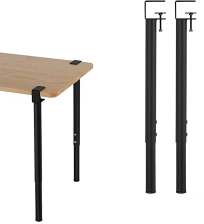 GSKFXJ 60-95cm Desk Legs Height-Adjustable Table Clamp Legs For DIY Furniture, F Shape Dining Desk Legs With Floor Protectors, No Punching Required(Black,2 Pcs)