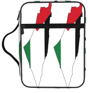 Palestine Flag Map Print Large Bible Cover Case for Women,Bible Bag Bible Storage Bags with Zipper Pocket and Handle