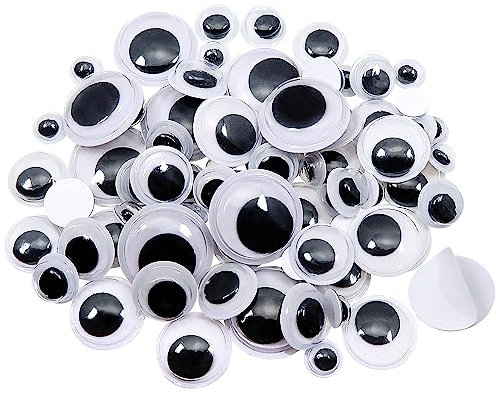 TOAOB 800 Piezas Ojos Móviles Adhesivos Plástico Autoadhesivos Wiggle Eyes Redondos Negros 6mm a 15mm Para Bricolaje Manualidades Accesorios Scrapbooking Navidad Decoració