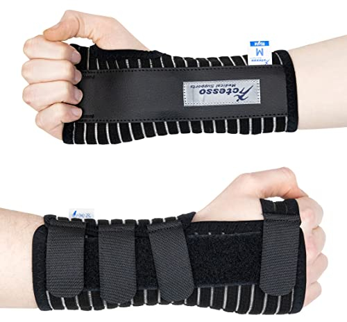 Actesso Atmungsaktive Handgelenkschiene Handgelenkstütze - Entlastung für Karpaltunnelsyndrom, Verstauchungen, RSI und Sehnenscheidenentzündung (Schwarz, XL, Links)