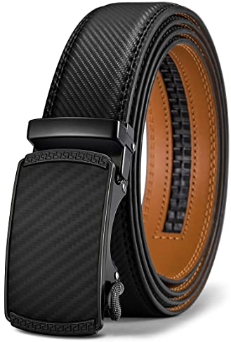 BULLIANT Gürtel Herren, Gürtel Ratsche Ledergürtel Automatikschließe für Herren Anzug Business Kleidung,Breit 35mm,Größe Angepasst(Schwarz-150cm/44-52 taille verstellbar)
