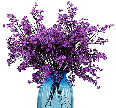 JAKY-Global Künstliche Blumen 6 Stück Getrocknete Unechte Seide Blumen Babysbreath Pflanze Dekoration für Hochzeit Sträuße Haus Garten Party Blumenschmuck(Purple)