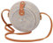 GURU SHOP Geflochtene Handtasche, Korbtasche, Rattantasche, Balitasche Rund - Modell 4, Grau, 20x20x7 cm, Körbe & Korbtaschen