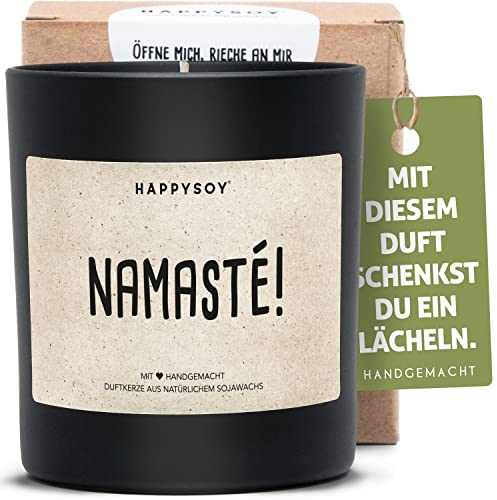 Namaste Duftkerze im Glas mit Spruch aus Soja natürlich handgemacht - nachhaltig persönlich Geschenk Geschenkidee für beste Freundin Mama Freund zum Geburtstag - Yoga Meditation Entspannung