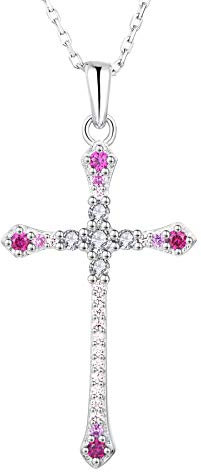 JO WISDOM Halskette Kreuz Silber 925,Kette Anhänger Kruzifix mit 3A Zirkonia,Schmuck für Frauen