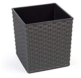 Gordanluk Low Flowerpot Rattan Designed Flowerpot with removable liner large plant pots indoor large plant pots outdoor plant pot flower pots (Grey, 30 x 31 cm)