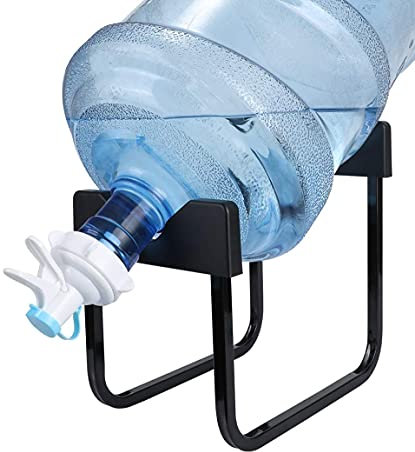 Forzaddik Metal 5 Gallon Water Jug Stand Dispenser with 2.15 Inch Dustproof Valve,Non-Slip Drinking Water Cooler Rack with Reusable Spout