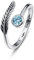 Geburtsstein Damen Verstellbarer Ring 925 Sterling silber Feder ring Birthstone Schmuck Geburtstag Geschenk für Frauen Mädchen (J-aquamarine ring)