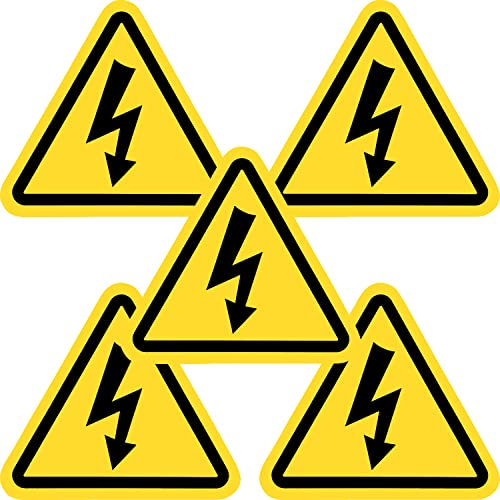 Becral® - Autocollant à risque électrique | Autocollants en vinyle pour panneau électrique | Triangles avec rayon | Norme européenne W012, ASR A1.3, DIN EN ISO 7010 polyester jaune noir (150 mm - 5