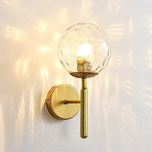 Lampe Murale De Créativité Moderne Avec Abat-Jour En Verre Boule, E27 Fini Doré Appliques Murales Luminaire Personnalité Montage Mural Lumière Pour Chambre Salon Couloir Art Mural (Verre transparent)