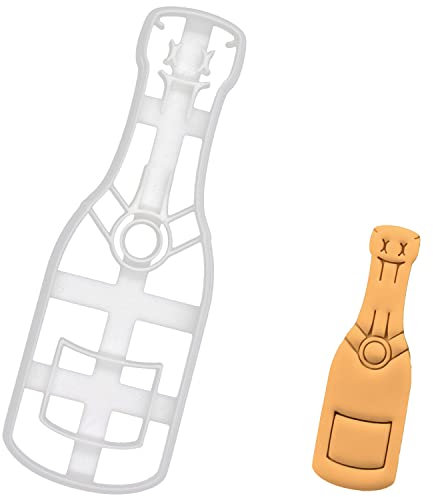 BAKERLOGY Champagne Bottle Cookie Cutter - Detailed Biscuit Cutter Design for Baking and Crafts, Ideal on Fondant, Dough, Clay