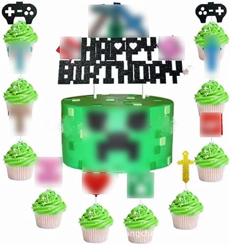 Tortendeko Geburtstagstorte Videospiel Kuchen Toppers。Gamer“Happy Birthday” Cupcake Dekoration 11 pcs Kuchen deko Video Gaming Spiel für Kinder Party Dekoration