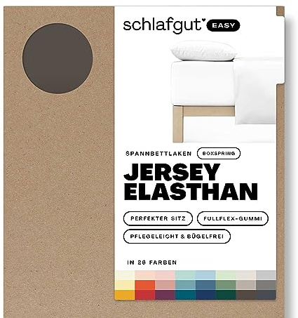 Schlafgut Easy Jersey Elasthan Boxspring Spannbettlaken 140x200 bis 160x220 Sand Deep, Spannbetttuch aus superweicher Baumwolle mit Elasthan