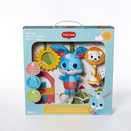Tiny Love Meadow Days Geschenkset, Geschenkset mit Entwicklungsspielzeug für Babys, ausgewählte Spielzeuge für unterwegs, 0 Monate+