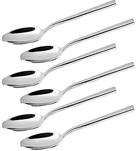 CAMRI Spoon Set – Dinner Spoons Set of 6, Stainless Steel, Cutlery Spoon, Mirror Polish, Silver, Dishwasher Safe,18cm / 7 in (C37- Heavy Duty)
