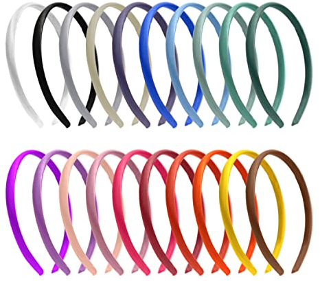 20 Stück Satin-Stirnbänder, bonbonfarbene Stoffstirnbänder, verdickte Stirnbänder, DIY-Stirnbandmaterialien, Haarschmuck, geeignet für fröhliche Partys, Aufführungen (20 Farben)