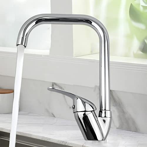 Rubinetto da Cucina Girevole a 360°, MOKEKA Miscelatore Monocomando per Acqua Calda e Fredda, Ideale per Lavelli da Cucina