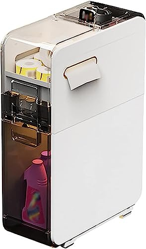 CIADAZ Armoire de Salle de Bain étroite avec tiroir de Rangement, Roulette, Petite étagère de Toilette latérale Mince en Plastique, Armoire d'angle au Sol, Blanc