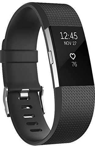 Oumida Nur für Fitbit Charge 2 Armband Damen Herren, Verstellbares Weiches Sport Ersatzarmband Kompatibel mit Fitbit Charge 2(Large,Schwarz)