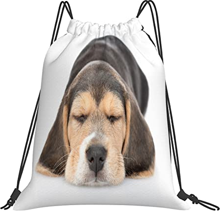 DELURA Wasserdicht Turnbeutel mit Kordelzug,Hound Sleeping Pretty Beagle Pet Small Puppy Dog Sick Isolated Animal Wildlife, Kordelzug Rucksack Sportbeutel Sporttasche für Damen Herren