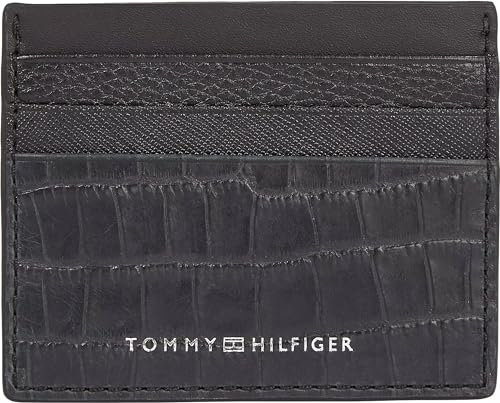 Tommy Hilfiger Porta carte di credito in pelle texture, Black, (H) #NAcm x (L) #NAcm x (W) #NAcm