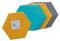 Relaxdays Filzpinnwand, 12 Selbstklebende Sechsecke, 3 Farben, Filz, HBT: 26x30x0,9 cm, Filzwand inkl. Pinnnadeln, bunt