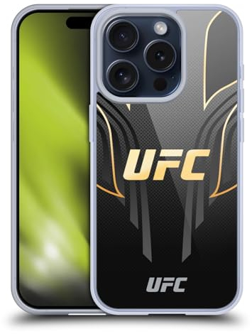 Head Case Designs Offizielle UFC Schwarz Gold Jersey Logo Gelhülle [Militärischer Schutzgrad] Kompatibel Mit Apple iPhone 15 Pro Und Kompatibel Mit MagSafe