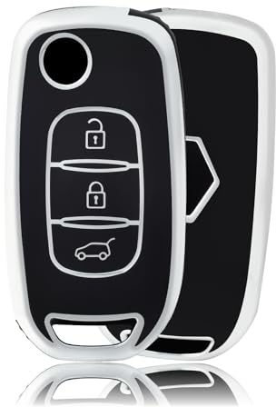 OFFCURVE Etui a Cle Voiture Coque Clé, Étui à Clés Couvre Clef Cache Clef Convient pour Renault Sandero Stepway Logan Arkana Captur Kadjar Clio Megane Symbol Koleos Twingo Kangoo Dacia Duster