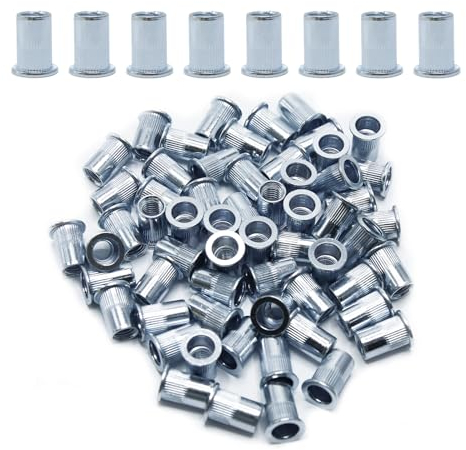 CCLIFE Set di 60 Rivetti Inserti e Rivetti Ciechi M5, in Acciaio al Carbonio Zincato, 10mm x 13mm - Ideali per il Fissaggio su Acciaio, Fibra di Vetro e Plastica