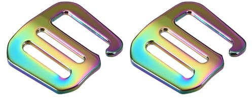 QUARKZMAN Ganci in Metallo a forma G, 2pz 0,75 (19mm) Fibbia Scorrevole Regolabile a Onda con Gancio a G per Cinghie Zaino, Multicolore