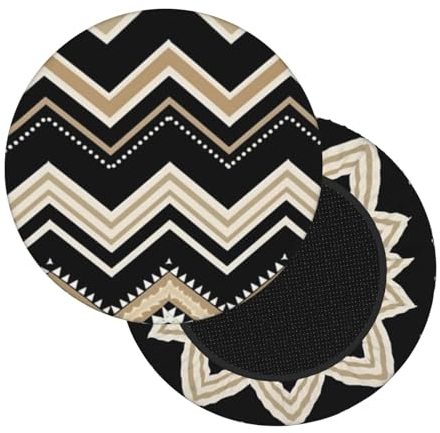 VducK Runde Barhockerbezüge Schwarz Weiß Tan Zickzack Barhocker Bezug Superweich und Waschbar Runde Stuhlbezug mit Gummiband für 30-35 cm Barhocker