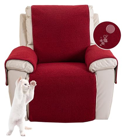 Sofa Armlehnenbezüge, Sesselschoner Sesselauflage, Fernsehsessel Schutzbezug Anti-Rutsch, Relaxsessel Bezüg Sesselüberzug für Zuhause mit Kindern und Haustieren Hund (Rot,L(30*91)76*231CM)