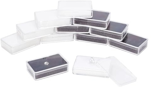 AHANDMAKER 16 Stück 2 Farben Edelstein-Displaybox, Kleine Schmuckaufbewahrungsbox, Kunststoffbehälter, Halter Mit Transparenten Deckeln, Transparente Geschenkboxen Mit Schwämmen Für Edelsteine, Münzen