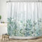 ASDCXZ Tenda da doccia a foglie, 90 x 180 cm, primavera, semplice, verde, blu, foglie di eucalipto, bianco, bagno, lavabile, in poliestere, impermeabile, per vasca da bagno con 6 ganci
