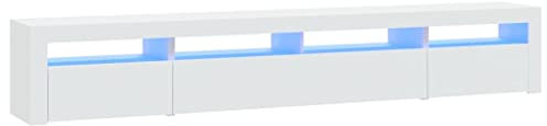 vidaXL Contemporary TV Cabinet - White Engineered Wood Media Unit with RGB LED Lights - 240x35x40 cm Display Console