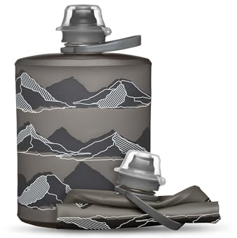 HydraPak Stow (500ml, 17oz) - Zusammenklappbare Wasserflasche - Ultraleichte & verpackbare Reiseflasche, flexible Ski-, Wander-, Fahrrad- oder Kletterflasche - Mammutgrau Berg Design