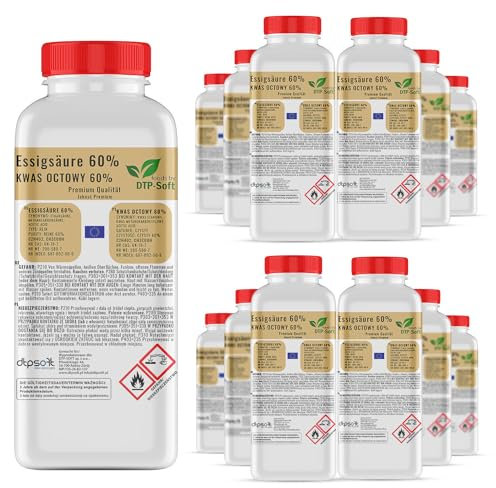 12 x 1 l d'acide acétique 60 % d'essence de vinaigre de qualité supérieure (12 l)