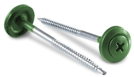 Onduline - Spezialschrauben mit EPDM-Dichtscheibe grün 100er Set - Selbstschneidende Glockenschrauben für Easyline, Base, Ondalux Wellplatten - Befestigungsmaterial Zubehörteile für Dachsysteme