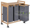 iEGrow Wäschekorb 3 Fächer, 150L Wäschesammler mit Ablage, Bambus Wäschewagen für Schmutzwäsche, Push-Pull Wäschesack aus Oxford-Gewebe, 2 x 50 L, 2 x 25L Grau Wäschebox