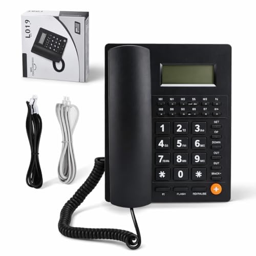 Téléphone Fixe à Gros Boutons, Téléphone Compatible avec Les Aides Auditives, Cadeaux pour Personnes âgées, Téléphone Filaire Multifonctionnel avec Volume Réglable pour Personnes