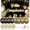 IM ® Pancarta Grande Feliz Cumpleaños en Español medidas 110x180cm de Poliester + 12 Globos | Decoración para fiesta de cumpleaños | Cartel Feliz cumpleaños |Photocall (NEGRO-DORADO)